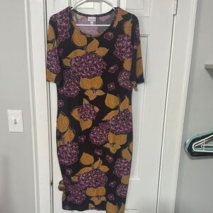 Lularoe fall brown floral midi dress size large